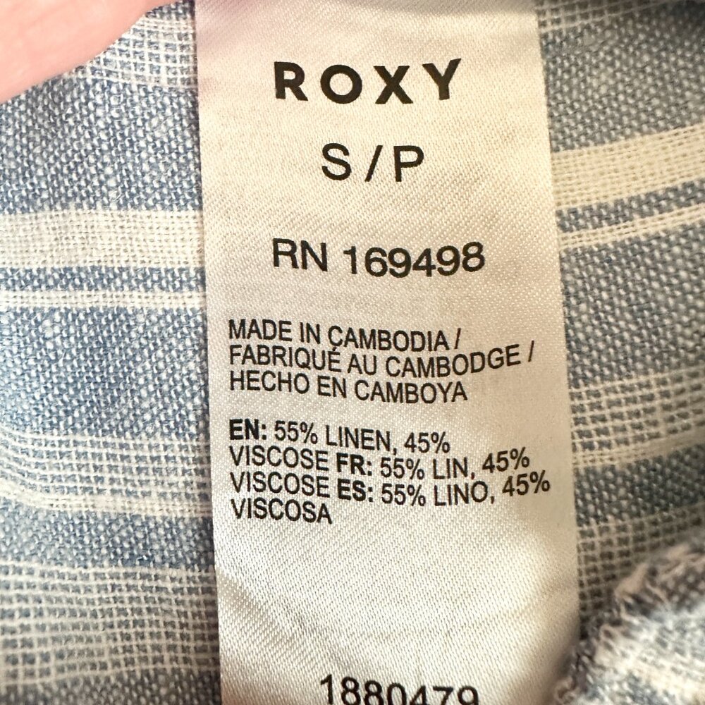 Roxy Women's Linen Blend Cargo Pant Size S Blue Cottagecore Coastal Boho (NEW) - Picture 7 of 15